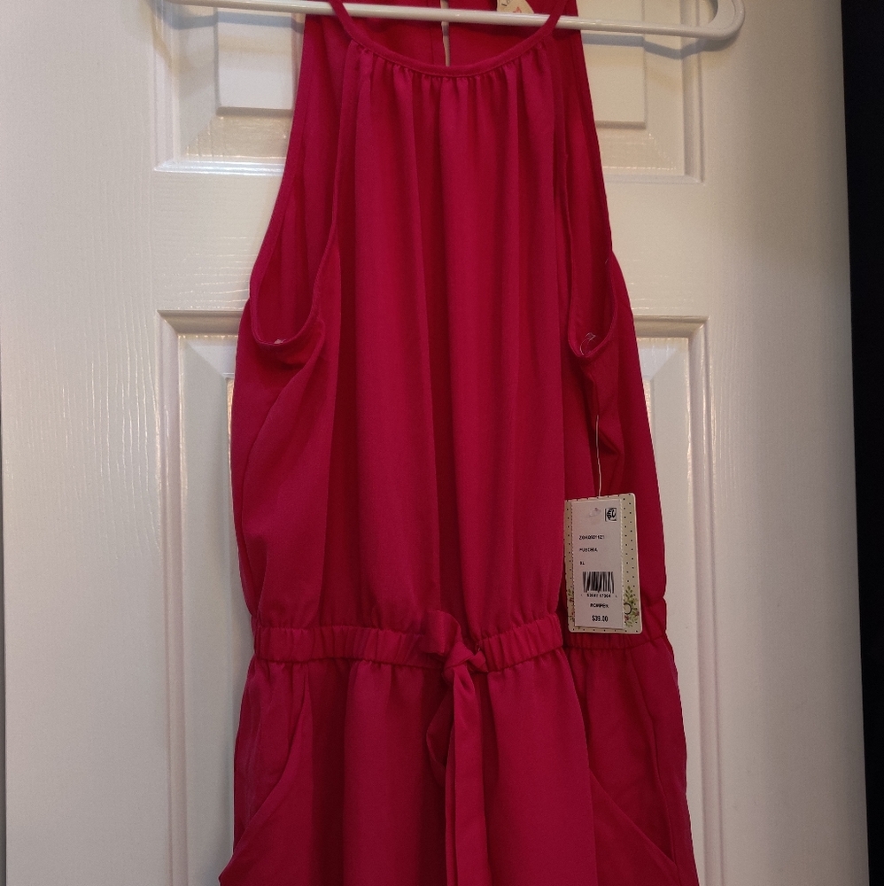 Hot pink halter romper